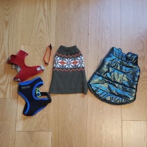 Set of Dog Sweaters and Harnesses